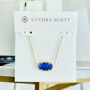 NWT Elisa Gold Necklace in Cobalt Cat's Eye with Dust Bag